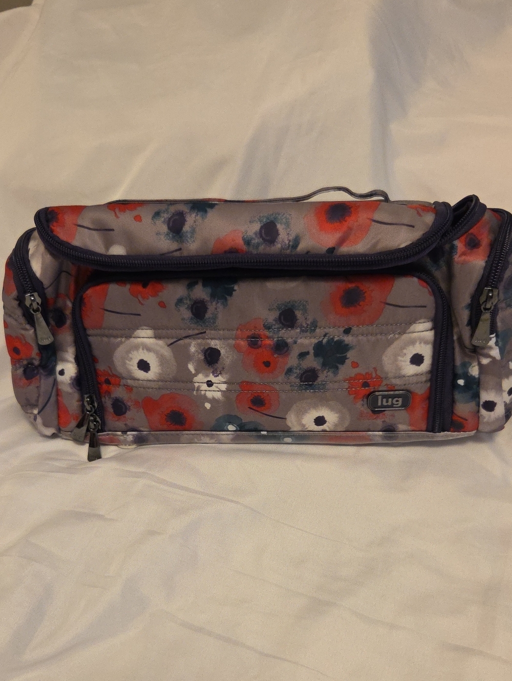 lug Gray and Coral Floral Cosmetic Crossbody Bag